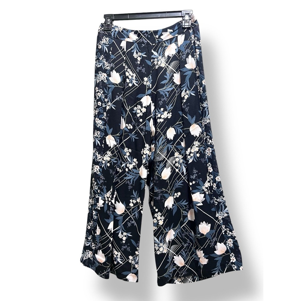 Wide Leg Crop Pants Black and Cream Floral 4 Y2K Witchy Palazzo Whimsigoth Goth